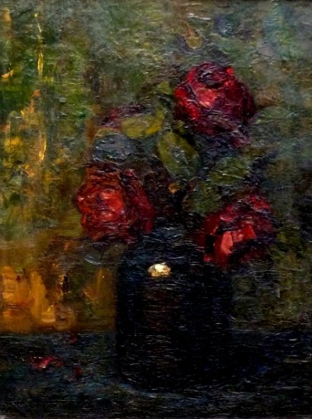 Alida van Houten - Stilleven met rozen en stilleven met gemberpotje(2 x)