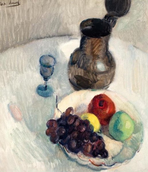 Arnold Smith - Stilleven met kan en fruit op tafel